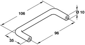 Stainless Steel D Shape Pull Handle - 64mm - Image 3