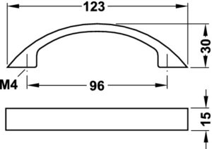 Silver coloured, anodised, Bow Handles - Hole spacing 96 mm - Image 2