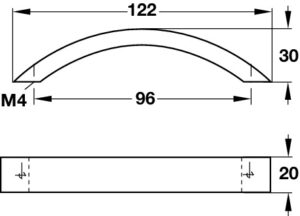 Silver coloured, anodised, Bow Handles - Hole spacing 96 mm - Image 3