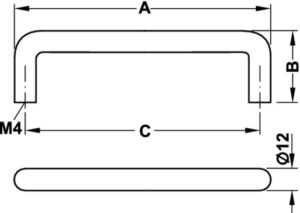 Furniture Handle - Matt brushed Finish, Hole spacing 96 mm - Image 2