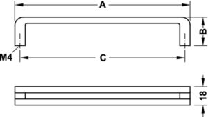 Black Cabinet Pull Handle, Hole Spacing 160mm - Image 6