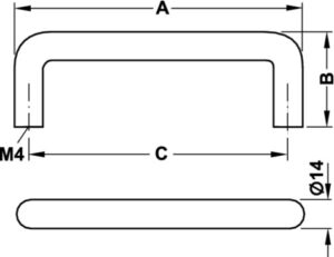 Stainless Steel Handle - Matt Brushed, Hole spacing 128 mm - Image 2