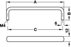 Furniture Handle - Matt brushed, Hole spacing: 64 mm - Image 2