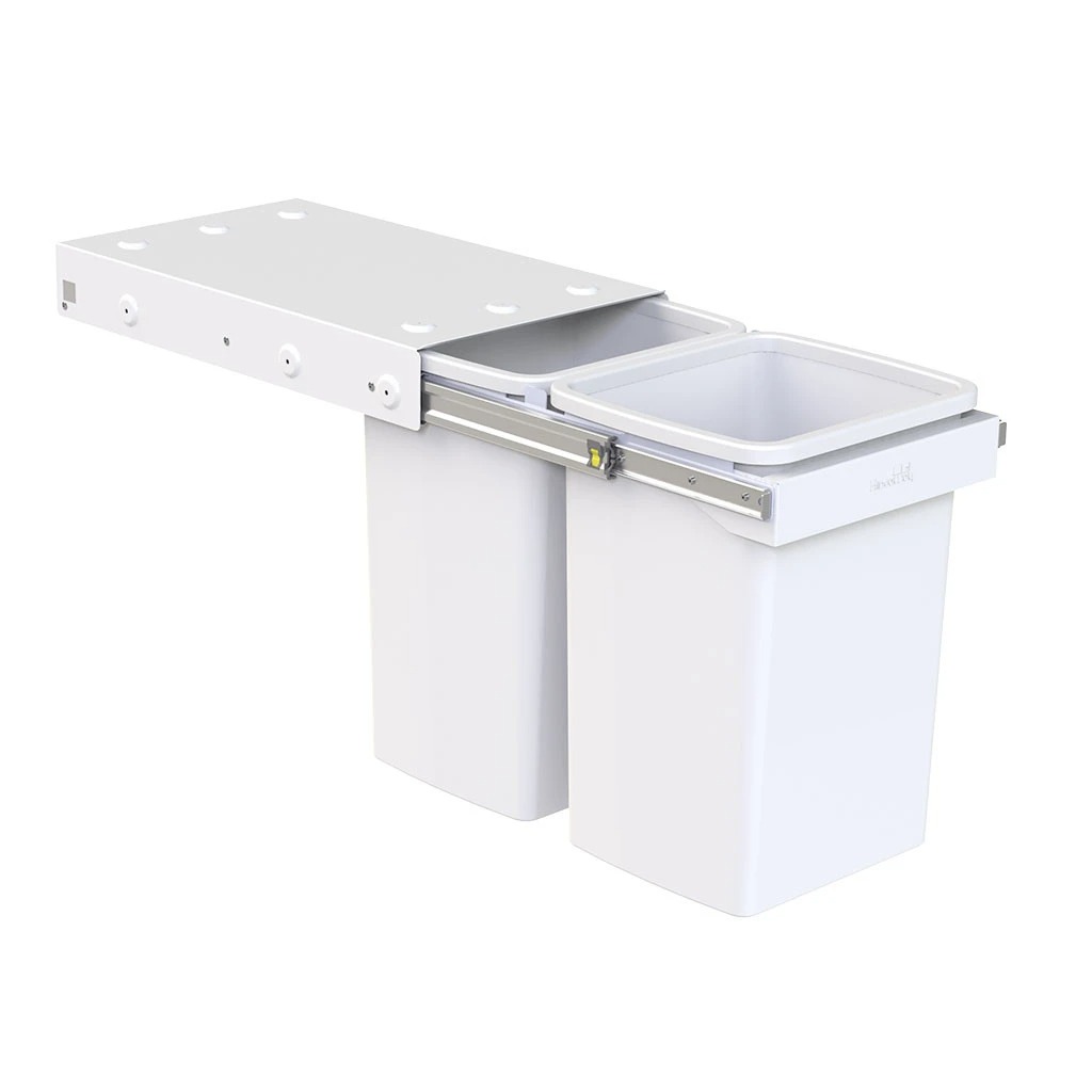 Hideaway Waste Bin Compact Soft-Close 2x20 Ltr (Handle Pull)