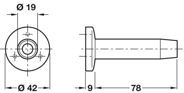 Wall Mounted Aluminium Door Stop, Rubber Buffer