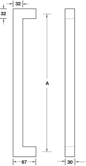 Entrance Door Pull Handle Stainless Steel 600mm - Image 2