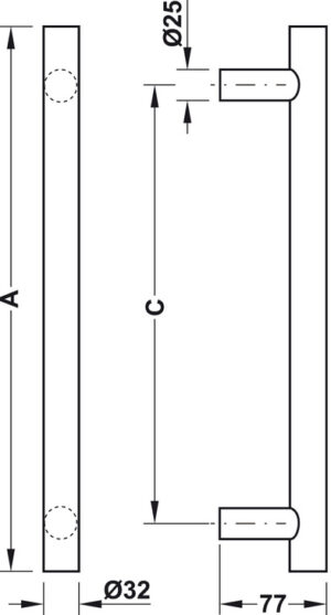 Square Front Door Pull Handle Stainless Steel - Image 2