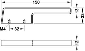 Titanium Coloured L- Shaped Finger Pull Handle - Image 3