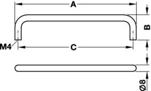 D Pull Handles-Steel, Matt, Polished - Image 2