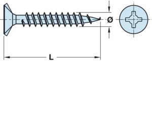 Chipboard Screw, Hospa, Countersunk Head, Galvanized or Yellow Chromatized - Image 2