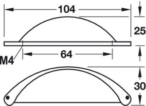 Matt Cup Pull Handle, Shell Shape - Image 3