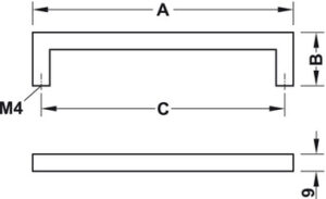 Matt Black Bar Handle for Furniture, D Shape - Image 3