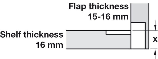 Flap Hinge, Plano-Medial, Zinc Alloy, Opening Angle 90°