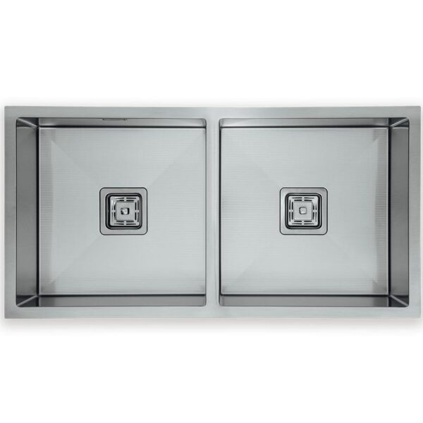 Squareline Double Bowl Sink - Linen - Stainless Steel