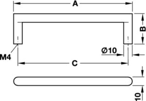 Stainless Steel Furniture Handle, Matt Brushed - Image 2