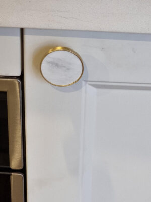 Round Brass With White Marble Insert Knob - Image 3