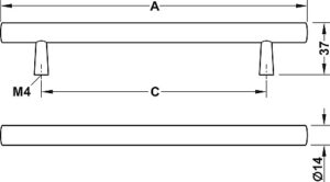 T Bar Ash Black Stained Wooden Handle with Brass Plate Base - Image 2