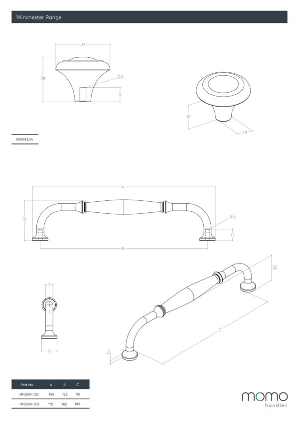 Winchester D Handle Pewter, Classic Look