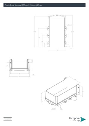 Plastic Drain Surround, 230mm X 120mm X 85mm, White - Image 2