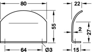 Stainless Steel Matt Lip Pull Handle - 80X53mm - Image 2