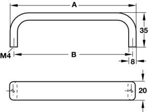 Pull Handles-Aluminium, Hole Spacing 128mm - Image 3
