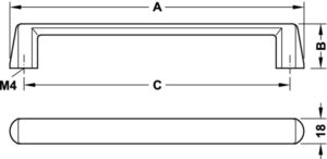 Furniture Handle - Zinc Alloy, Hole Spacing 128 mm - Image 4