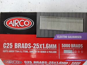 AIRCO C25 Electro Galvanised Brads 25X1.6mm - 5000pcs