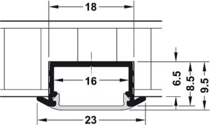 Aluminium Channel for LED Strip Lights, HafeleLoox Profile Recess Mount - Image 2