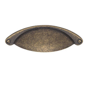 Antique Cup Pull Handle, Brass, Iron Finish - Image 3