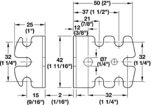 Universal Bracket, for 32mm Series Drilled Holes - Image 3