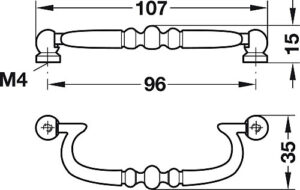 Drop Pendant Handle, Zinc Alloy Victorian Style - Image 2