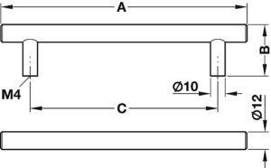 T Bar Handle for Kitchen & Furniture, Black Matt Finish - Image 2