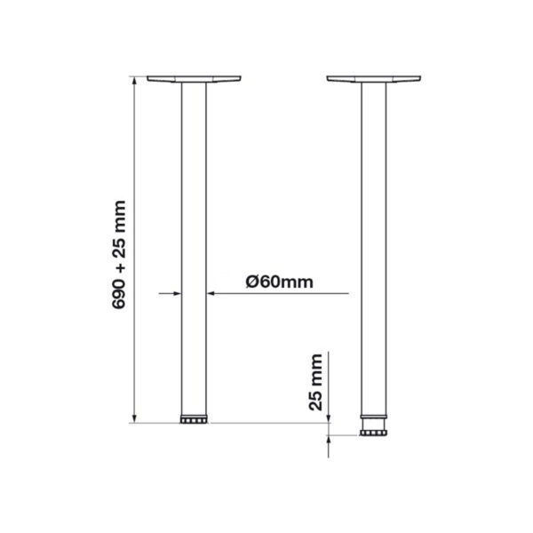 Rondella Cylindrical Table Leg From Hafele Metal 4 PCS New Black