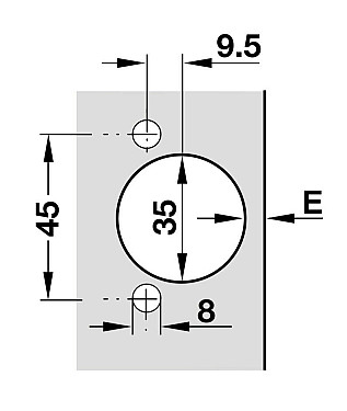 Salice Soft Close Hinge, BLUM Drilling Pattern