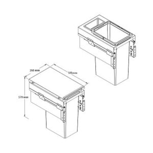 VS Envi Space XX, Pro Waste Bin, 300mm, 1 X 32L & 1 X 1.2L - Image 2