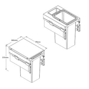 VS Envi Space XX Pro Waste Bin, 400mm, 1 x 35L & 1 x 1.2L Bin - Image 2