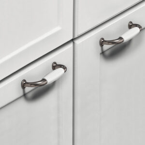 Antique Drawer Pull Handle, Porcelain White Base - Image 2