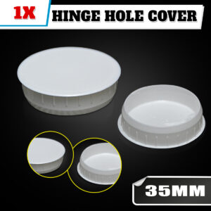 White hinge hole cover for kitchen vanity laundry cabinet cupboard door