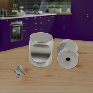 Round Knob For Kitchen Cabinet Door & Vanity Units, Satin Chrome