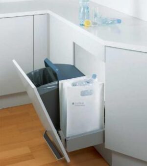 Samba Tilt and slide pull out bin 600mm with Glass Container