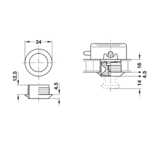 Rosette for 16 mm Panels, Plastic - Image 2