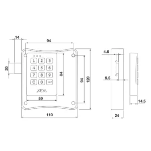 Keya Tronic Plus - Pin Code Lock, Matt Black - Image 2