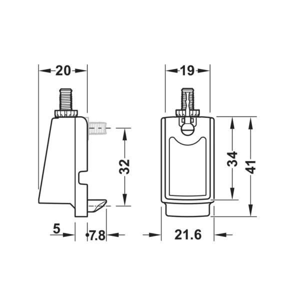 Hafele Wardrobe Rail end Support, Zinc Alloy