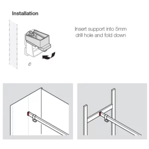 Hafele Wardrobe Rail end Support, Zinc Alloy - Image 2