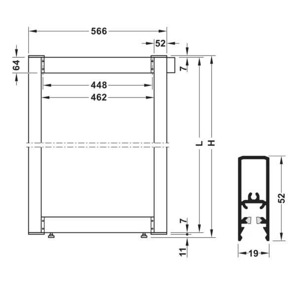 Hafele DressCode Frame System, Aluminium