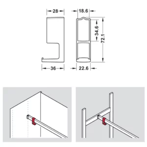 Hafele DressCode Wardrobe Rail Hook, Plastic - Image 3