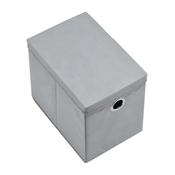 Fabric Storage Box with Lid, Grey, Fabric