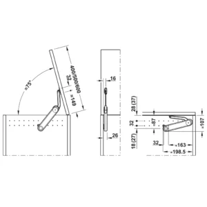 Hafele Maxi Up arm only, Lid stay - Image 2
