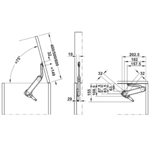 Hafele Maxi Up arm only, Lid stay - Image 3