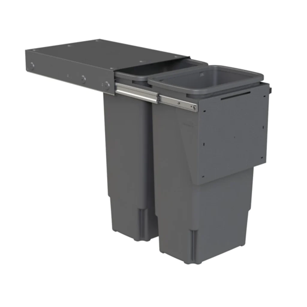Hideaway Waste Bin Compact Soft-Close 2x35 Ltr (Door Pull)